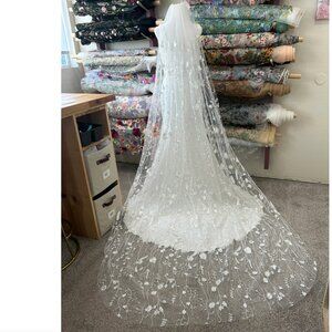 Belle Botanical Creations Ivory Wildflower Floral Cathedral Wedding Veil